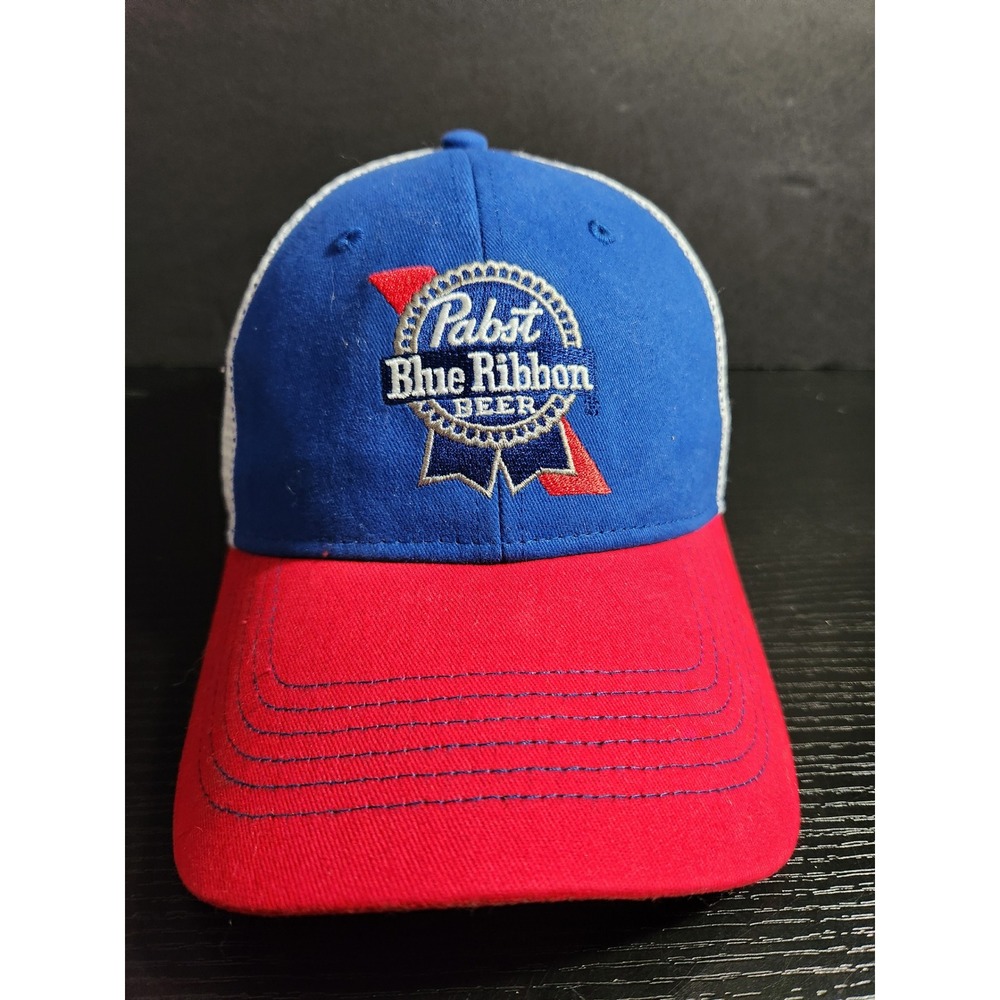 Pabst Blue Ribbon PBR Beer Trucker Hat Cap America Blue Red White Snapback Mesh